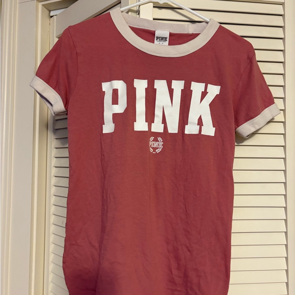 PINK Victoria's  Tee - Dusty Pink  and White